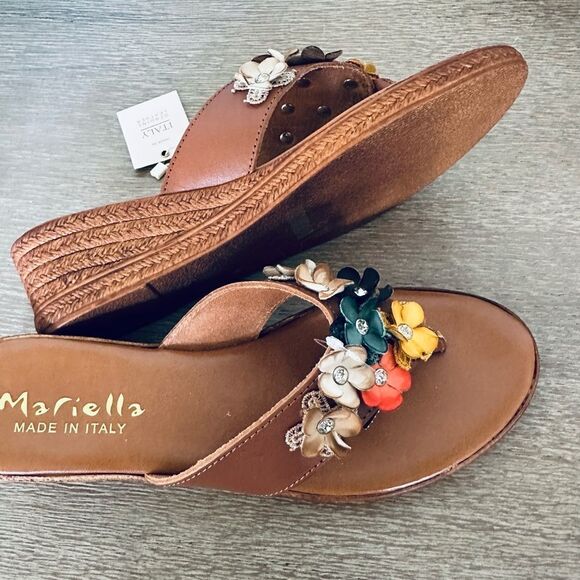 Mariella Italian Leather Multi Floral Sandals Shoes - Picture 6 of 6